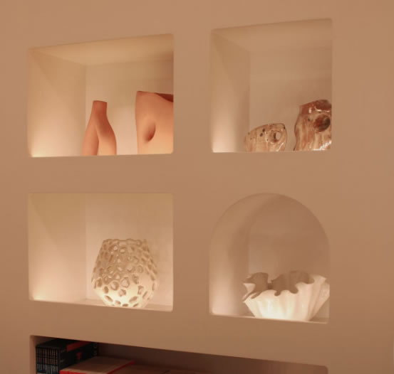 Hornacina nichos decorativos con luz led. Huecos rehundidos en la pared con pladur