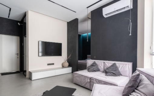 Mueble de pladur salon para televisión. Frente de TV