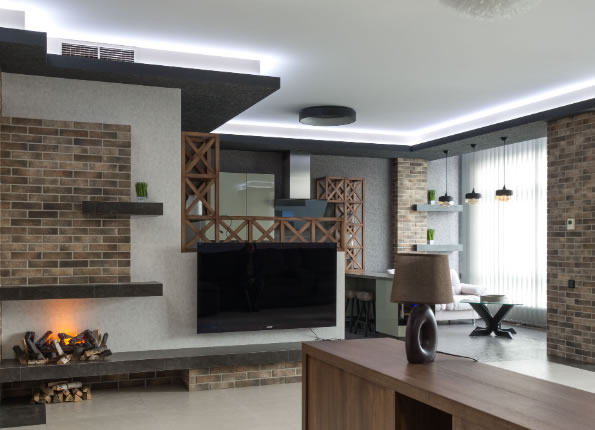 Mueble de pladur salon separador de ambiente
